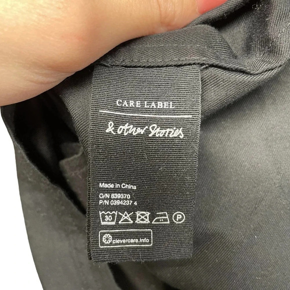 & Other Stories Dress Tunic Short Sleeve Lace-Up Neckline‎ Black Size US 10 - Picture 8 of 9